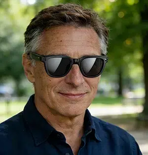 man with smart ai glasses